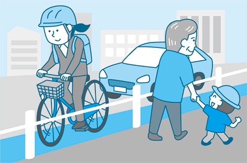 イラスト：車道の左側を走ろう