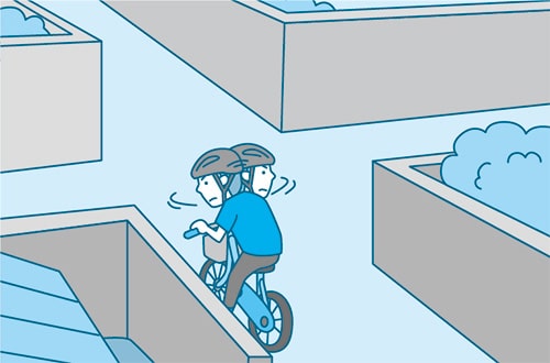 イラスト：交差点では安全確認をしよう