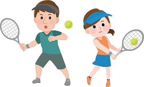 イラスト:男女でテニス