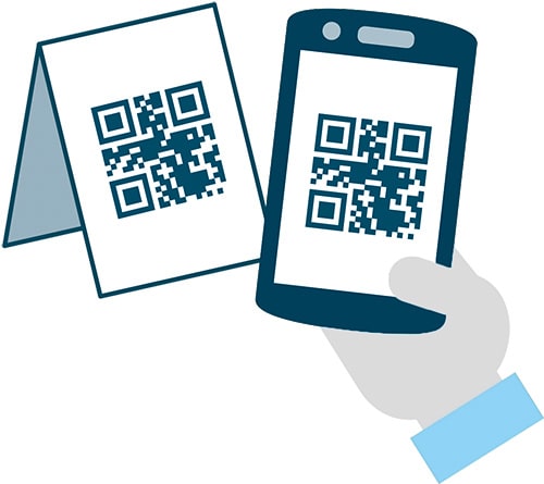 イラスト：お支払いをICHICOで・加盟店で買い物や飲食をした際、2次元コードを読み取りまたは提示でお支払い