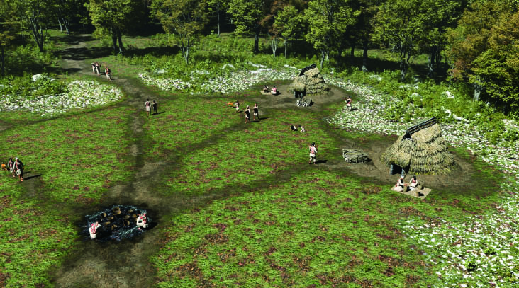 VRで復元された堀之内貝塚の集落跡の画像