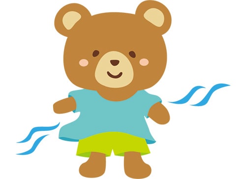 イラスト：吸湿性・速乾性のある通気性のよい衣服を着用