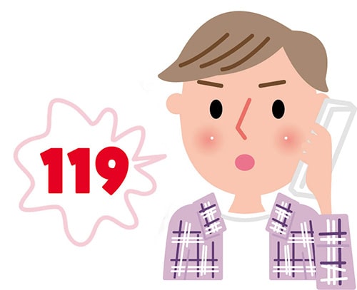 イラスト：救急車を呼ぶ