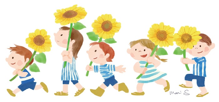 イラスト：夏休みの子供たち