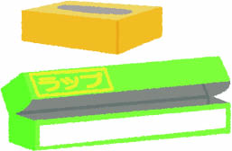 菓子やティッシュペーパーなどの紙箱の画像