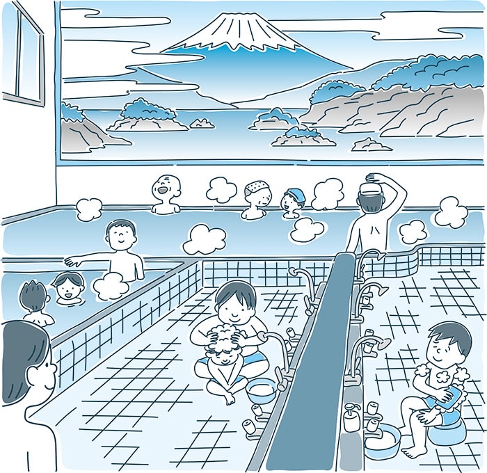 イラスト：銭湯の様子