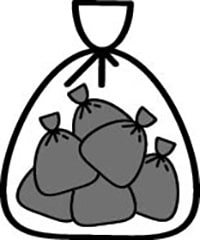 イラスト：他のごみとは分けて、別の場所に密閉容器に入れるなどして保管する。