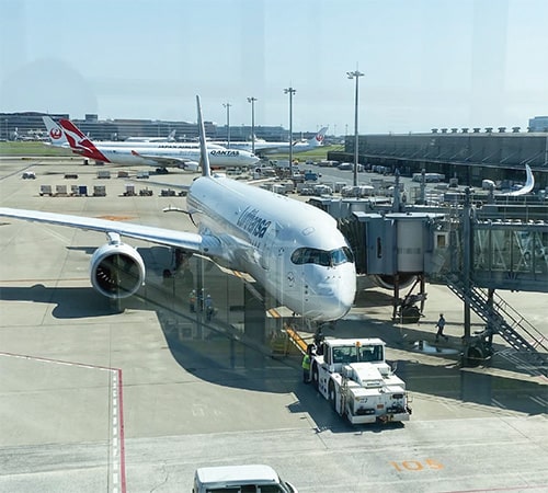 画像：この飛行機でミュンヘンに向かいます