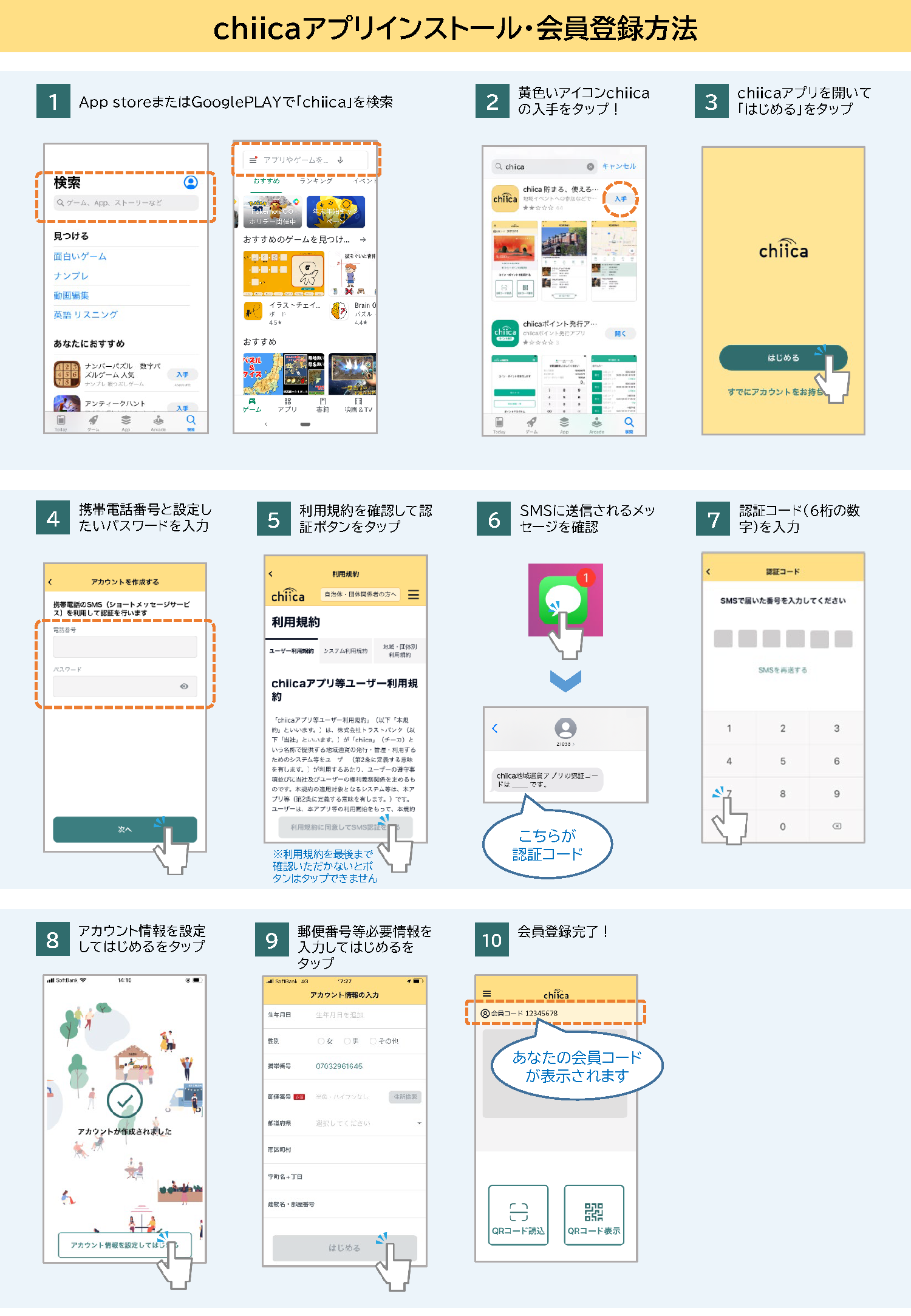 写真：chiicaアプリインストール・会員登録方法