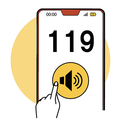イラスト：スピーカーに切り替えている様子