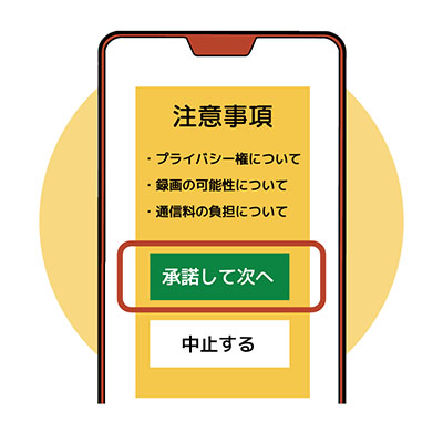 イラスト：撮影前の注意事項を確認している様子