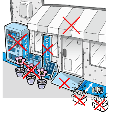 道路上においてはいけないものを図示した画像