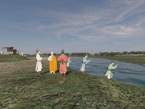 画像：かつての国分川で「祓え」を行う人々の様子