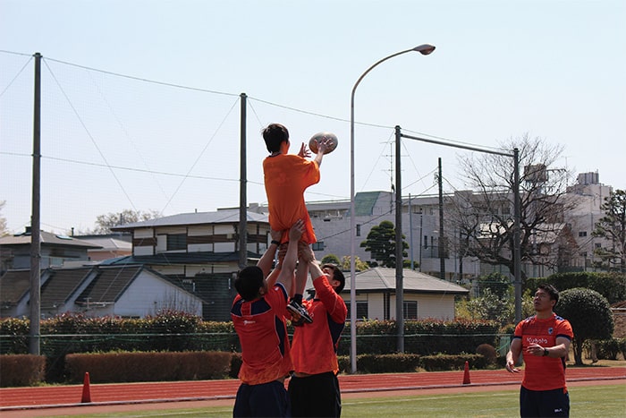 画像：ラグビー体験会の様子