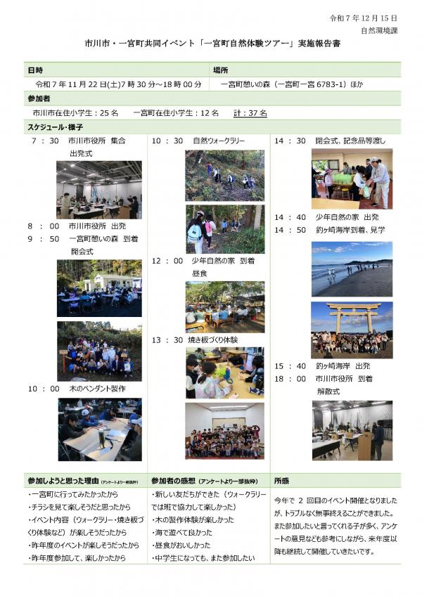 一宮町自然体験ツアー実施報告書