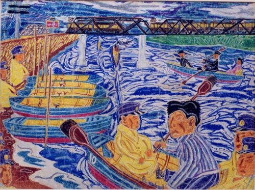 「江戸川でボート遊び」クレパス1939年の画像