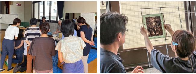 ノリ漉き講習会の様子の写真