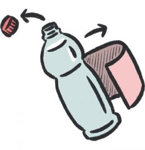 キャップとラベルをはずすイラスト