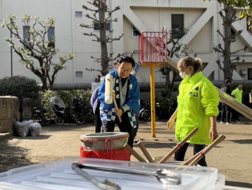 八幡南口町会　防災訓練・餅つきの画像