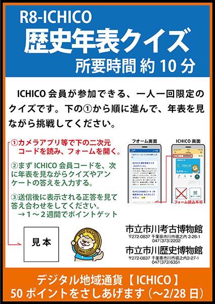 考古・歴史博物館 令和8年度 ICHICO歴史年表クイズ