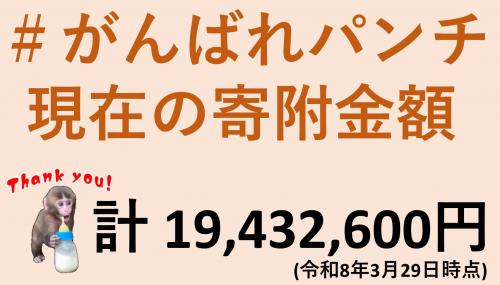 【画像】#がんばれパンチ現在の寄附金額 計19432600円
