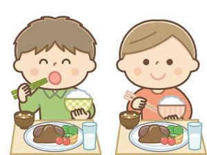 給食を食べる子どものイラスト