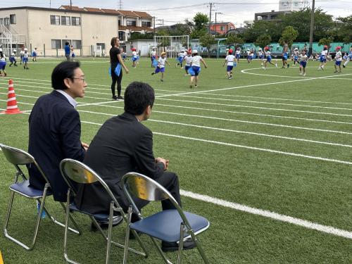 塩焼小学校児童&ブルーサンダース フラッグフットボールの画像