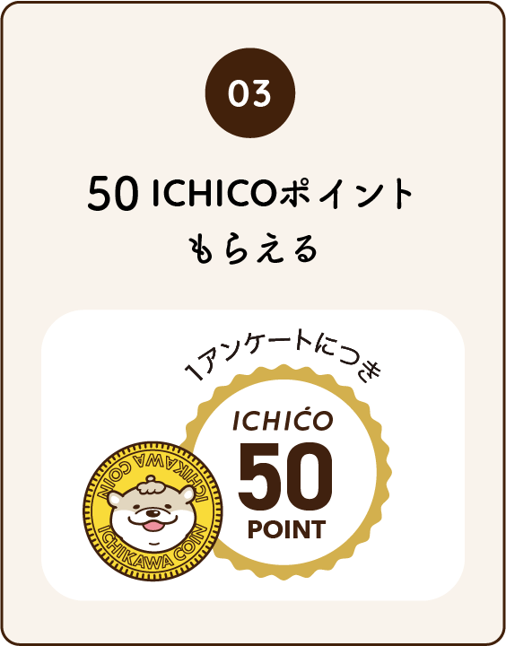 イラスト:3 50イチコポイントがもらえる