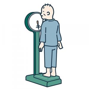 体重計に乗る高齢男性のイラスト