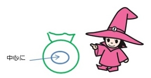 イラスト：生ごみは指定袋の中心に入れる