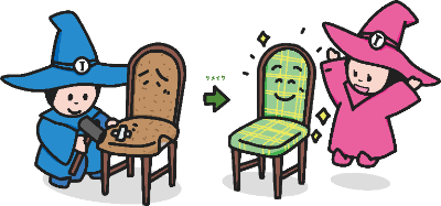 イラスト:椅子をリメイクしている様子