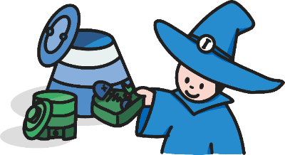 イラスト:コンポストを使っている様子