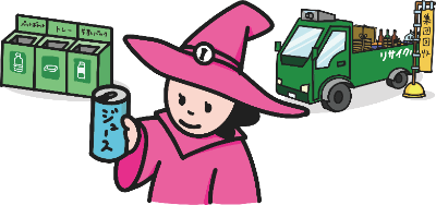 イラスト:資源の店頭回収と資源回収車