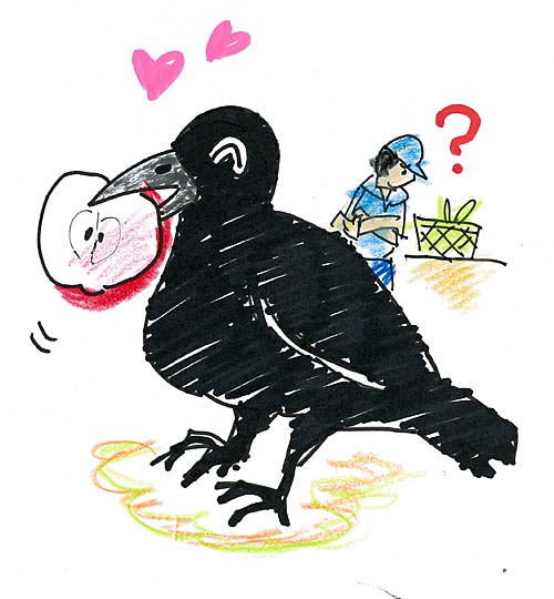カラスとリンゴの絵 カラスとリンゴの絵