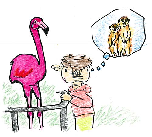 フラミンゴと来園者の絵 フラミンゴと来園者の絵