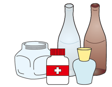 イラスト:ビン(飲食料用、化粧品、飲み薬など)