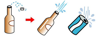 ビン・カンはキャップをとり、中を軽くすすいで出してください