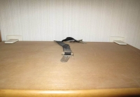 写真：ベルトや粘着マットを使った固定の例