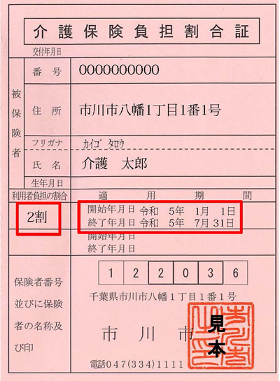 写真:介護保険負担割合証