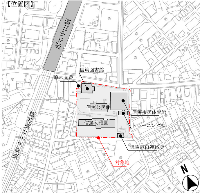 原木中山駅前公共施設の位置図
