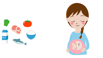 妊婦と食品のイラスト