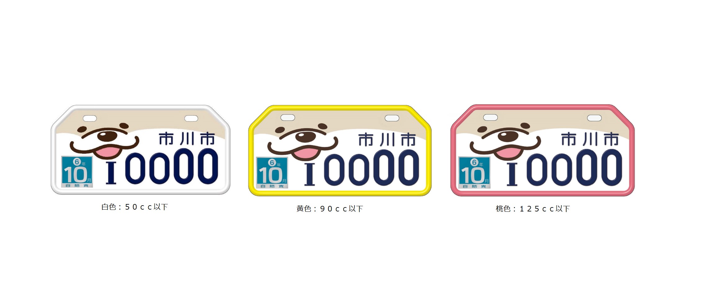 「コツメカワウソ」をあしらった原動機付自転車用のナンバープレートの画像