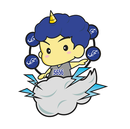 イラスト：ブルーサンダース　公式マスコットキャラクター　雷どん