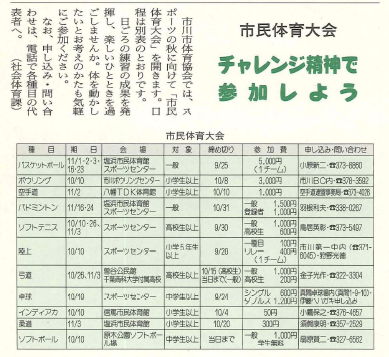 紙面の切り抜き_市民体育大会　チャレンシ精神で参加しよう