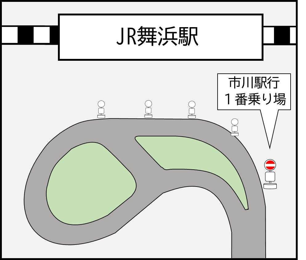 舞浜駅1番乗り場案内図