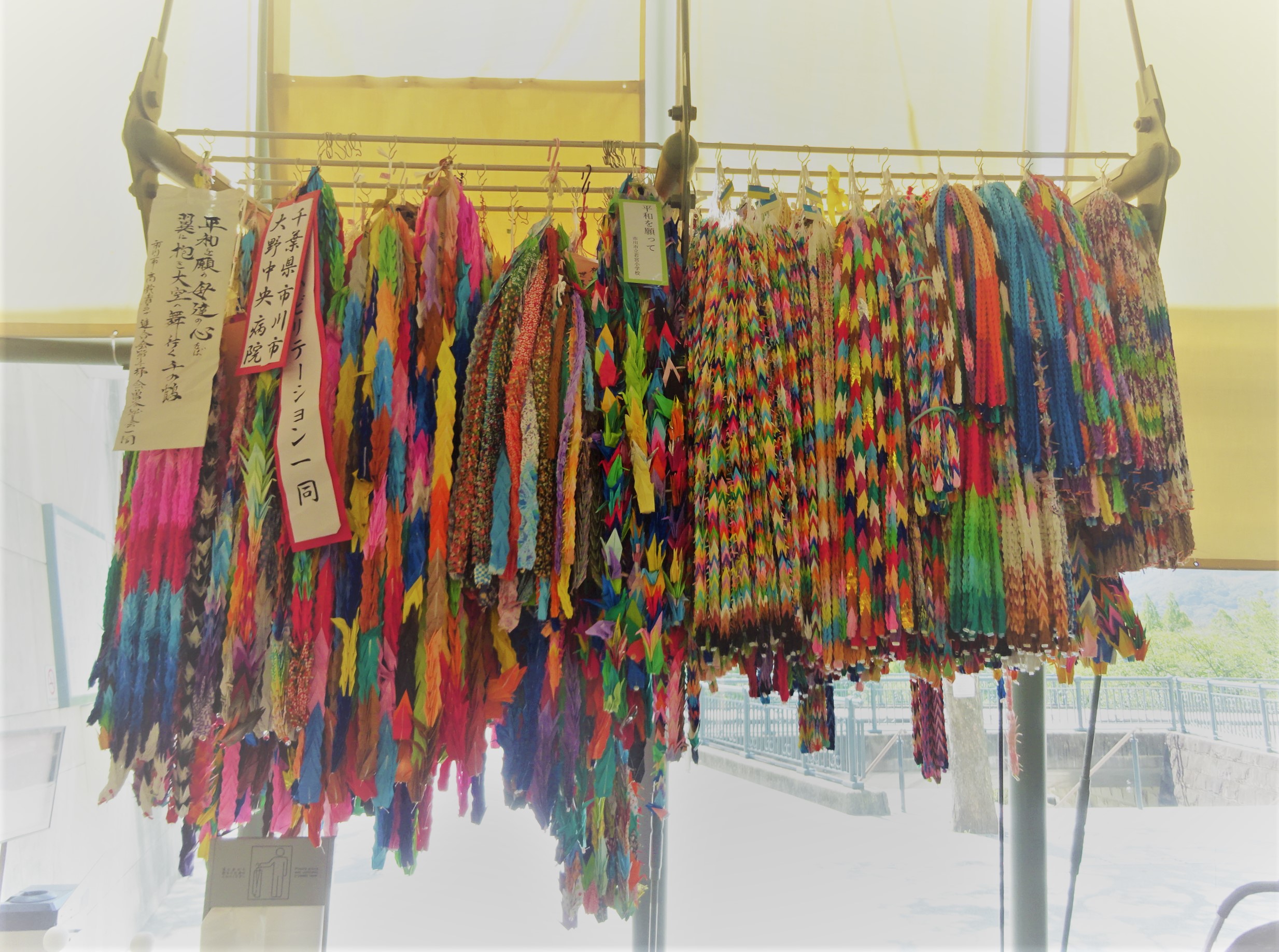 写真：千羽鶴が展示されている様子