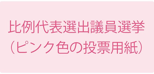イラスト:⽐例代表選出議員選挙(ピンク色の投票用紙)