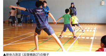 新体力測定(反復横跳び)の様子