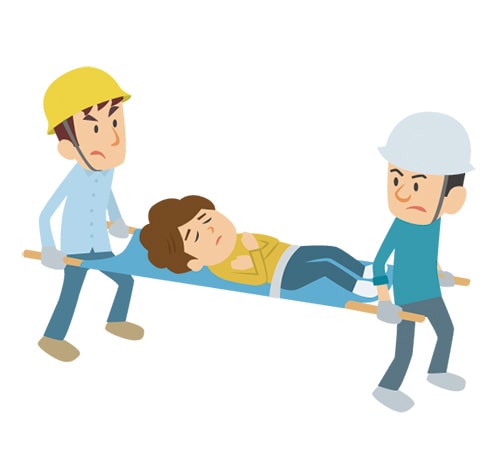 イラスト:救急隊に運ばれる人