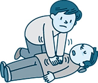 イラスト:心臓マッサージをする男性